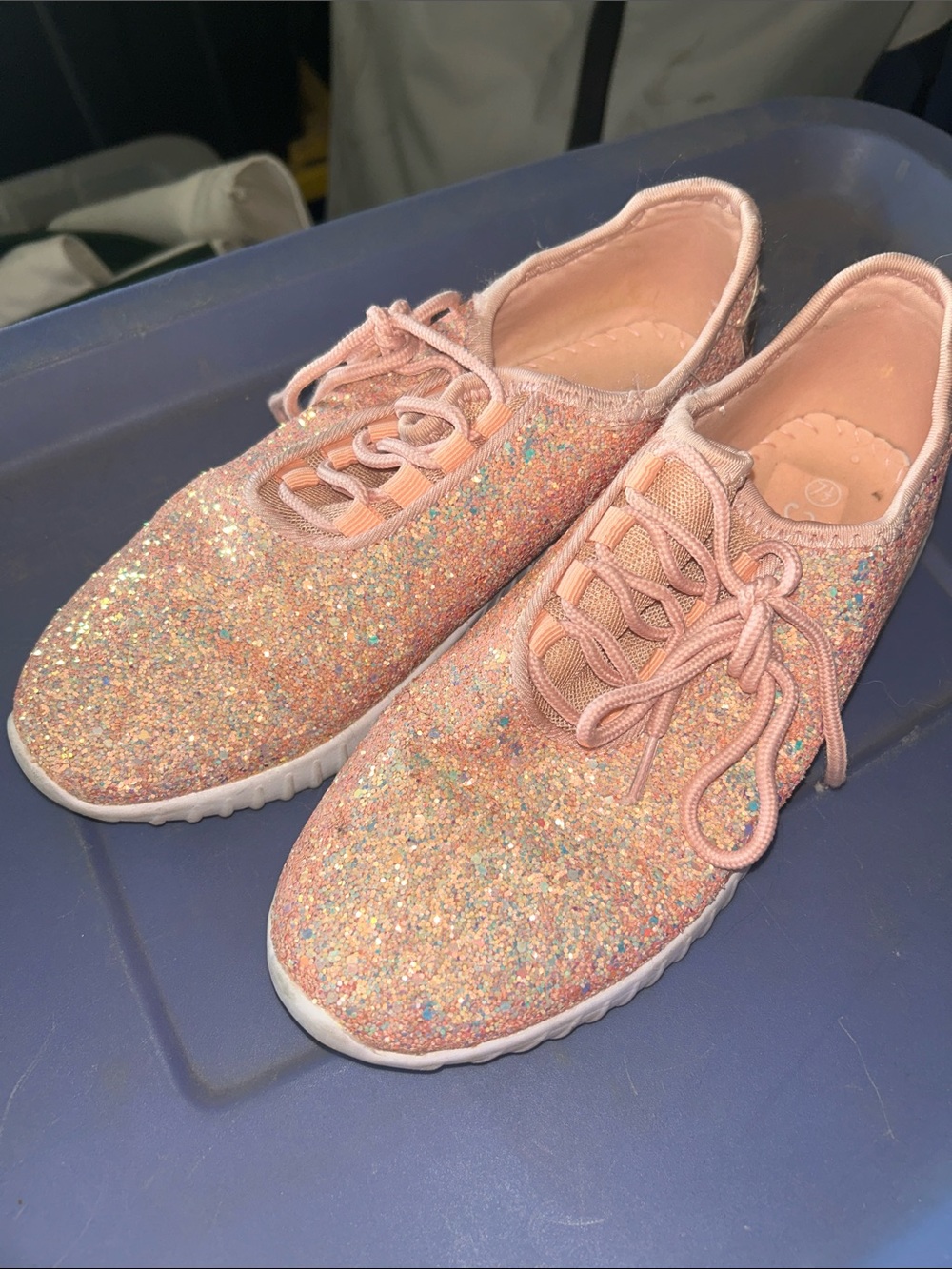 Sparkly Peach Glitter Sneakers